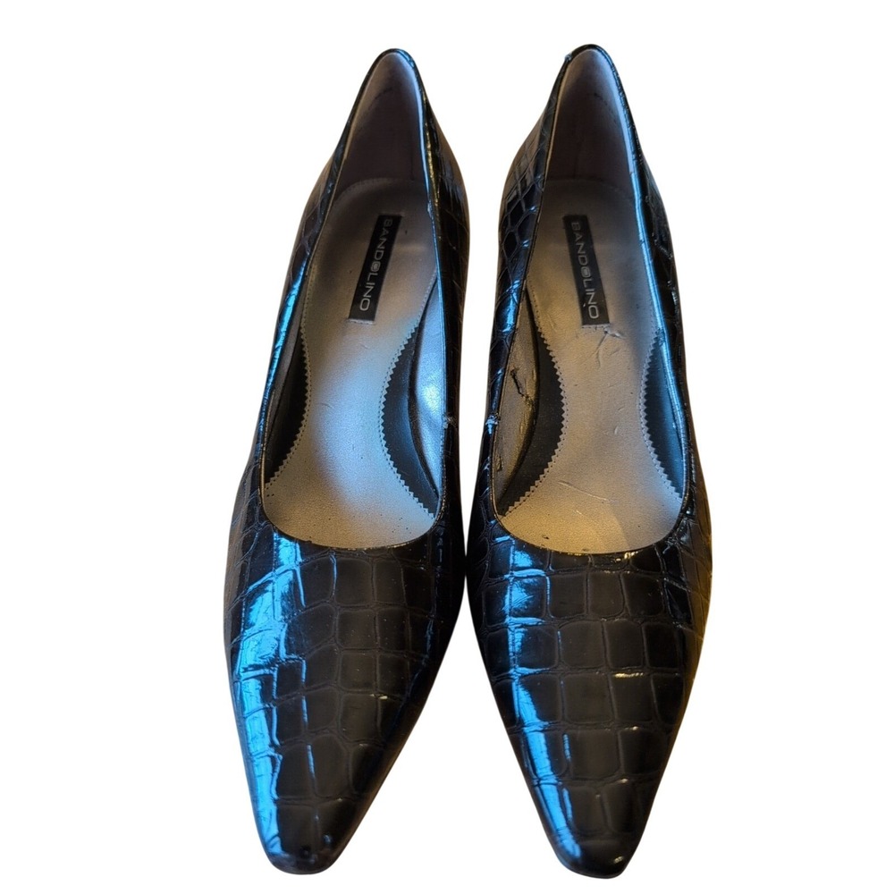 Bandolino Womens Brown Crocodile Pointed Toe Patent Leather 2.5"Heels 7.5‎ M